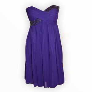 Maggy London Purple Strapless Chiffon Dress